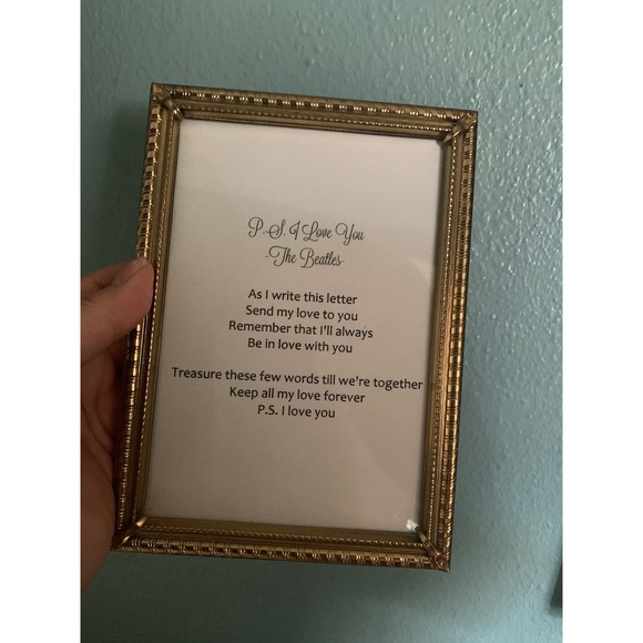 1960s Gold Table Frame Beatles Song P.S. I Love You - Picture 6 of 10